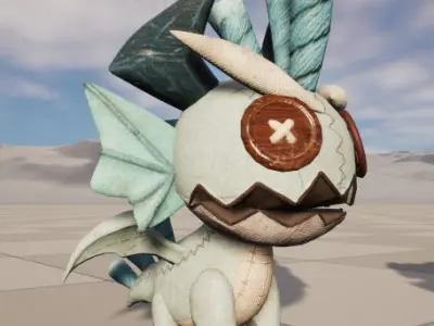 Four stylized small fire dragon dinosaurs with skeletal skin Low-poly 3D model