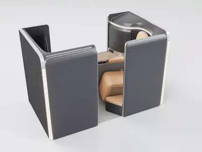 First-class cabin with passenger seat animated 3D model