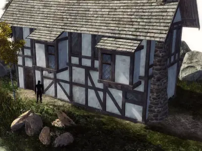 High Quality Medieval house - Building J Low-poly 3D model