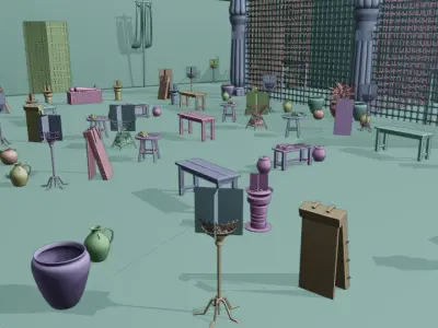 Ancient Egypt Punishment Set Mummification Tools 3D model