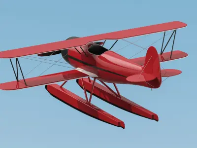 Sea Plane Biplane 04 3D model