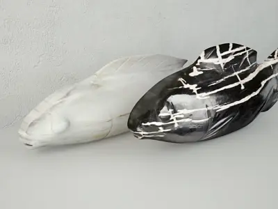 Hand-Carved Petrified Wood Koi 3D model