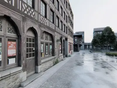 Old European City Square Historic Architecture Low-poly 3D model