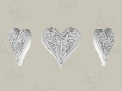 Playing Cards Symbols Pro Vector Heart Black and Golden 3D model