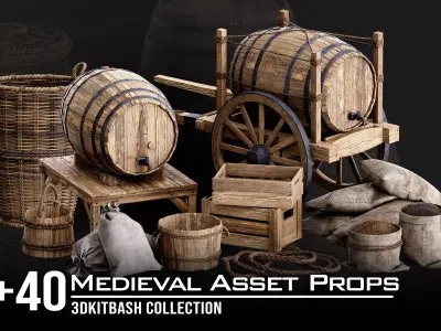 Medieval Asset Props Low-poly 3D model