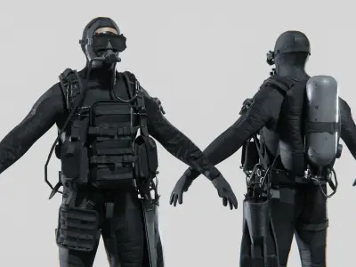 Soldier Diver suit  Low-poly 3D model