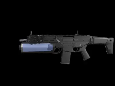 FB MSBS Grot  assault rifle with different set of attachments  Low-poly 3D model