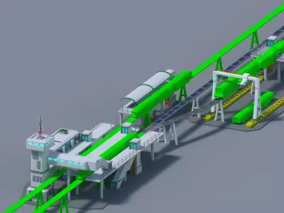 Maglev train station Low-Poly Free low-poly 3D model