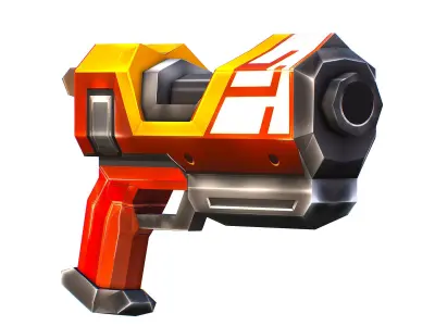 LowPoly Sci-Fi Cartoon Pistol Gun Low-poly 3D model