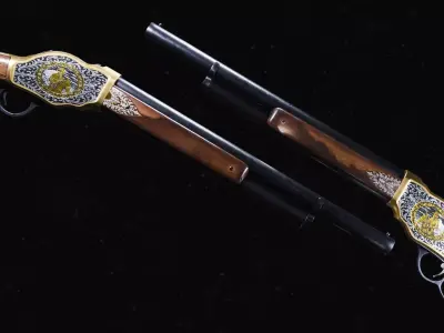 Wild West Gun Winchester 1887 - Short - Engraved Low-poly 3D model