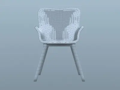 high poly chair with wooden legs Free 3D model
