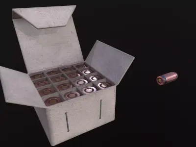 Ammo Box and cartridges Free low-poly 3D model