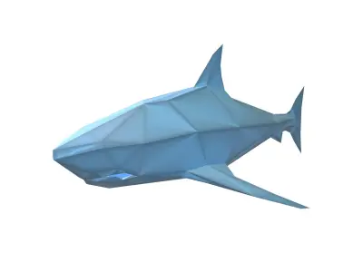 Low Poly Shark v1 010 Low-poly 3D model