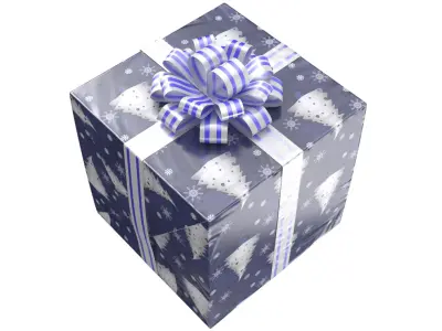 Gift Box Blue 07 3D model