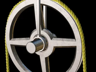 Mechanical Pulley Animated 8 3D model