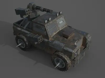 Post Apocalyptic Monster Rover Truck Low-poly 3D model