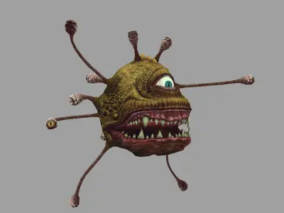 monster alien with big mouth Low-poly 3D model