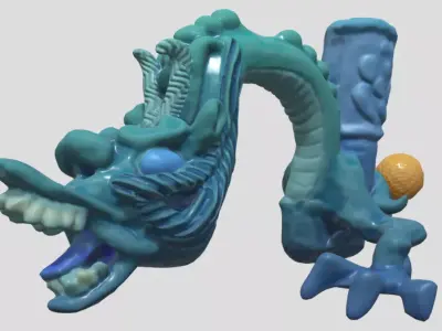 dragon with magic ball Free 3D model