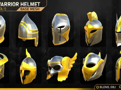 50 Warrior Helmet Base Mesh Vol-1 Low-poly 3D model