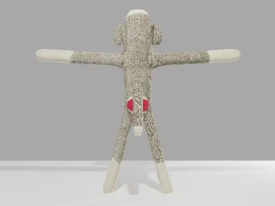 Sock Monkey Low-poly 3D model