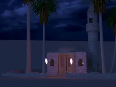 The Desert Mosque Low-poly 3D model