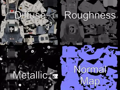 SciFi Tank Turret with Dual Cannons Model Pack Low-poly 3D model