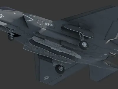 F35C fighter Low-poly 3D model