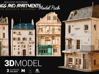 Realistic Victorian Building Model Pack Low-poly 3D model