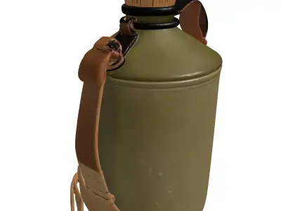 Vintage Military Canvas Canteen Bottle 3D model