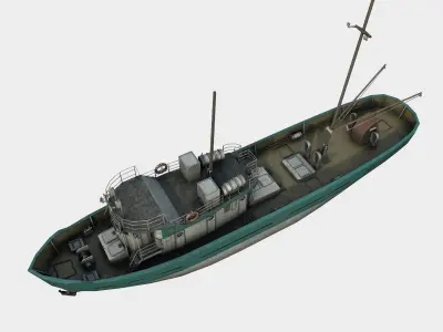 fishing boat Low-poly 3D model
