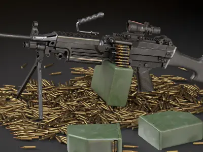 AAA M249 Game Ready PBR Low-poly 3D model