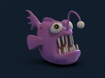 Evil Fish Toon Low-poly 3D model