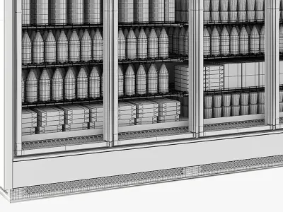 Vertical Glass Door Commercial Fridge 3D model