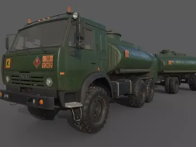 Kamaz ATZ 12 Tanker Fuel trailer 3D model