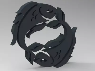 Pisces 3D zodiac symbol with two fish in middle Free 3D print model