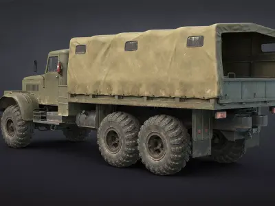 Kraz-255B Military Truck Game Ready Low-poly 3D model