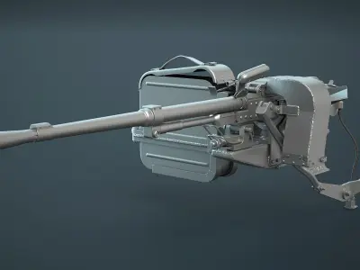 PKT Machine Gun with Tank Turret 3D model