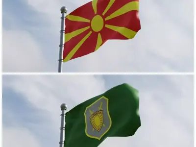 Animated Macedonia Flags 3D model