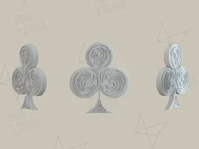 Playing Cards Symbols Pro Vector Club Black and Golden 3D model