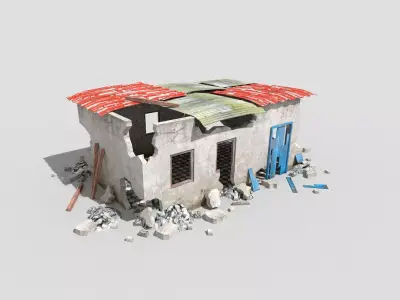 destroyed building 5 Low-poly 3D model