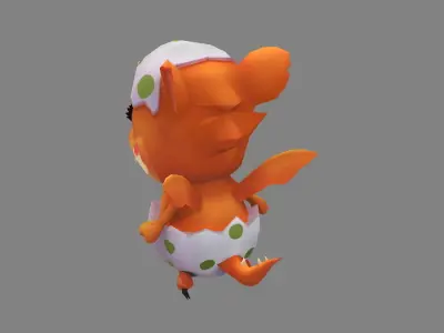 Cartoon New born Dragon - Fire Dragon Low-poly 3D model