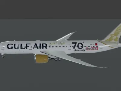 Gulf Air Boeing 787-9 dreamliner Low-poly 3D model