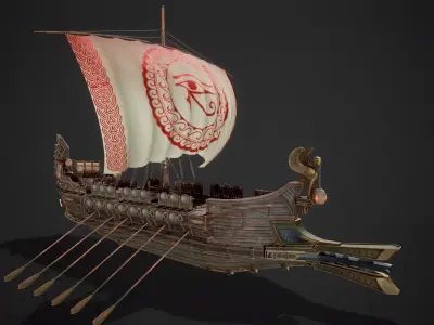 Trireme Low-poly 3D model
