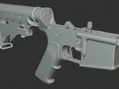 AR-15 Lower Receiver Assembly Low-poly 3D model
