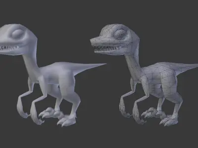 Low Poly Raptor Animated Low-poly 3D model