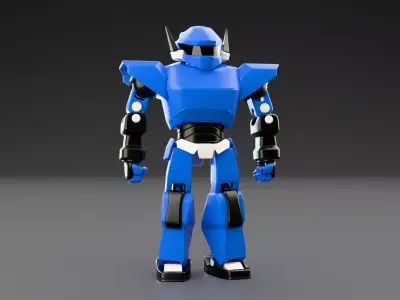 Blue Mecha Robot Futuristic Combat Sci-Fi 3D Character Low-poly 3D model