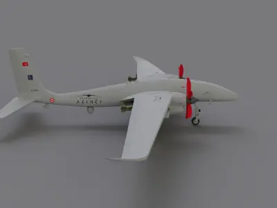 Baykar Akinci  UAV 3d Model Low-poly 3D model