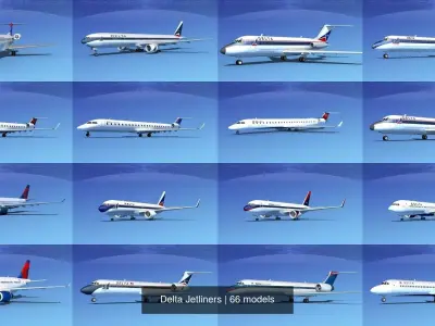 66 Delta Jetliners 3D Model Collection
