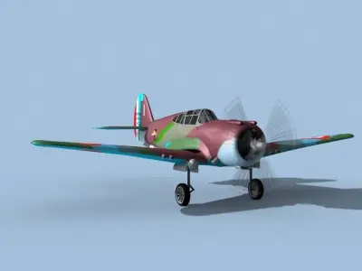 Curtiss H-75C Mohawk V09 France 3D model
