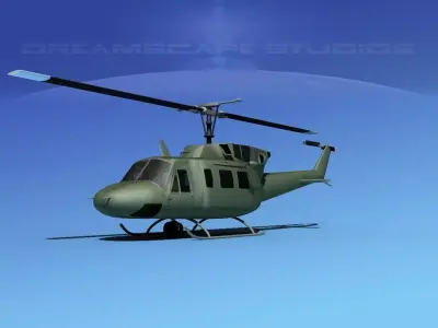 Bell UH-1N Twin Huey Bare Metal 3D model